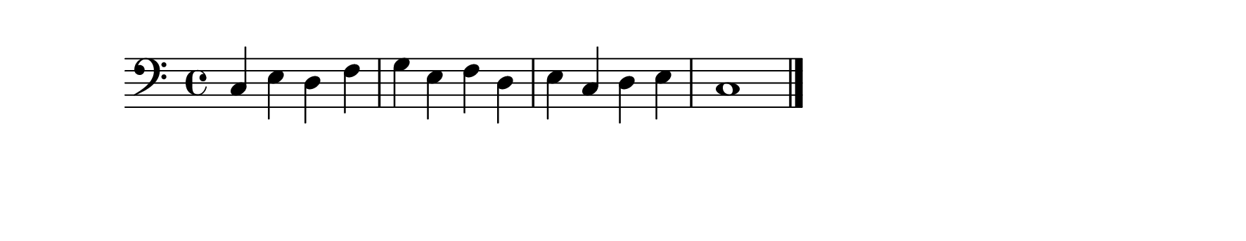 Left hand reading exercise in bass clef C Position.